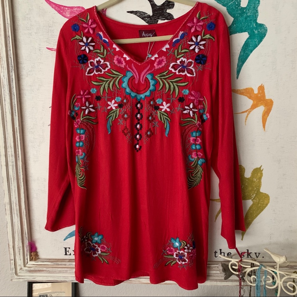 NWT Avani del Amour Richly embroider tunic top